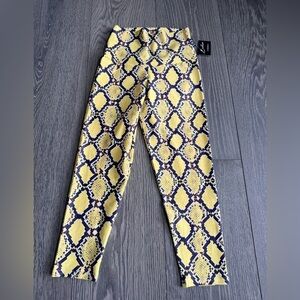 Exotica Snake Charmer Yellow Performance High Waisted Capri Crop Leggings
